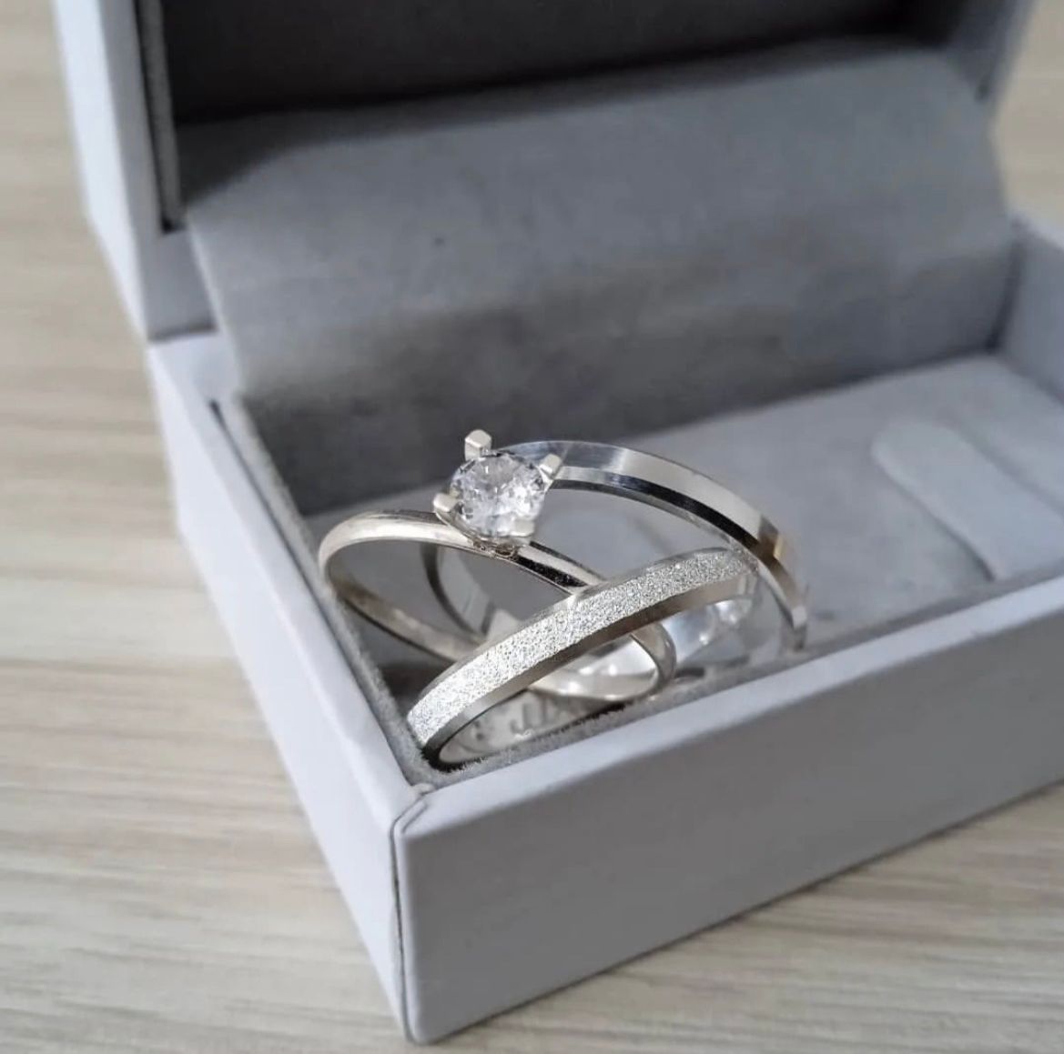 306.jpg Par Aliança Prata 950 Chanfrada 3MM Jateada e Lisa - Imagem 1