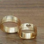 Par Alianças Moedas Antiga Coração Vazado 2 Frisos 7MM