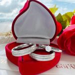 Par Aliança Aço Inoxidável Prata Reta 4MM Jateada Friso