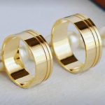 Par Alianças de Moedas Antiga Reta 2 Frisos Canto 7MM