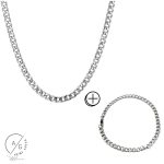 Corrente e Pulseira Masculina Groumet Aço Inox