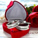 Par de Alianças Inox Reta 6MM Jateada friso Meio