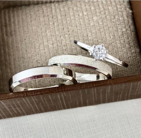 mod-6-2.jpg Par Aliança Prata 950 Chanfrada 5MM Jateada e Lisa - Imagem 1