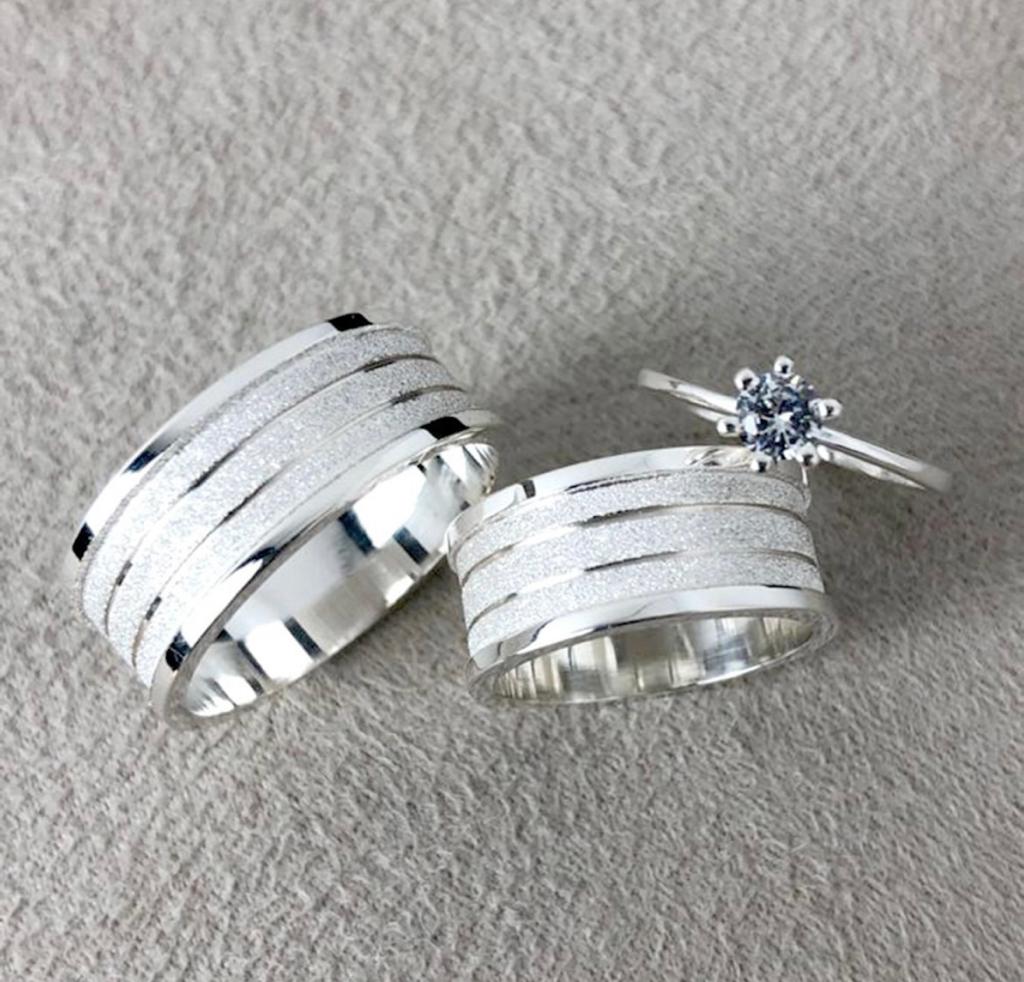 mod-8-1.jpg Par Aliança Prata 950 Reta 10MM Bulgari Jateada - Imagem 1