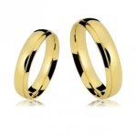 Par de Alianças Ouro 18K Abaulada 5MM Friso no Canto - 10 Gramas