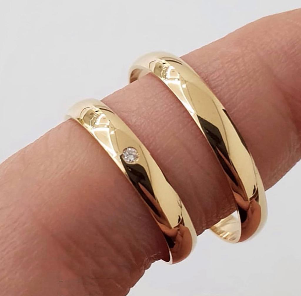 mod-abaulada-4mm-pedra.jpg Par Alianças de Moedas Antiga Abaulada 4MM e Pedra - Imagem 1