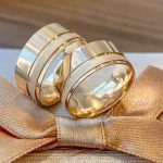 Par Alianças de Moedas Antiga Reta 7MM 1 Friso Jateado