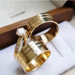 Par de Alianças de Moedas Antigas Reta 10MM dois Frisos no Canto e Pedra