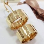 Par de Alianças Moedas Antigas Reta 10MM Gravação Externa